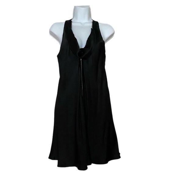 Guess Marciano 100% Silk Black/Purple Reversible Sleeveless Knee Length Dress S - Picture 2 of 11